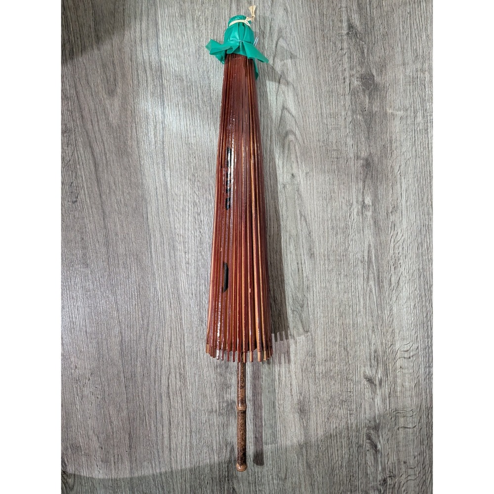 Vintage Japanese Wagasa Paper Parasol Bamboo Umbrella Handcrafted Asian Decor